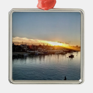Beautiful Sunset at the Harbor in Balboa Island Silbernes Ornament