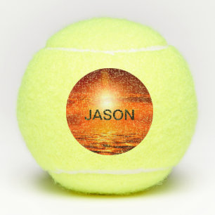 Beautiful Sunset Orange Golden Sky Sea Gold Name Tennisbälle