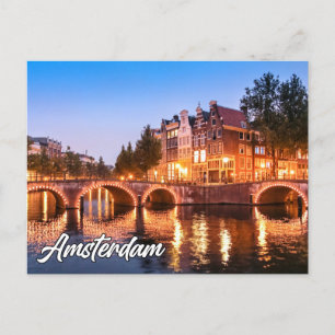 Beautiful Sunset Over Amsterdam, Niederlande Postkarte