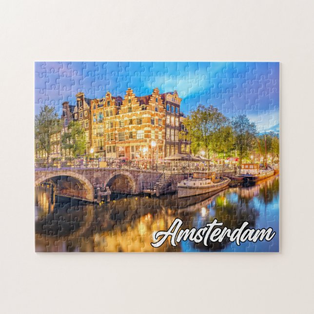 Beautiful Sunset Over Amsterdam, Niederlande Puzzle (Horizontal)