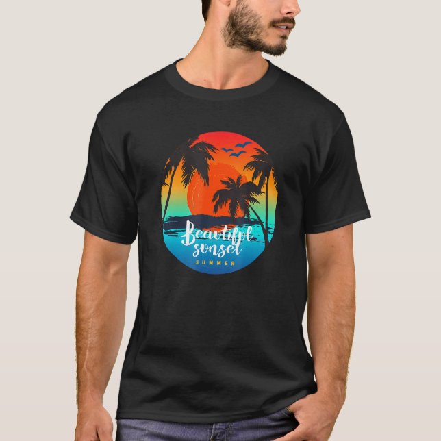 Beautiful Sunset Summer Cool Beach Vibes T-Shirt (Vorderseite)