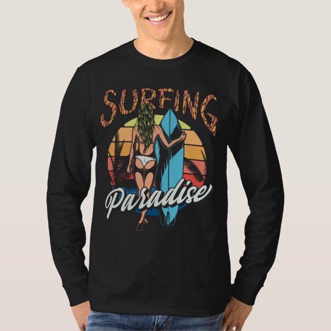 Beautiful Surfing Surfboard Retro Graphic T-Shirt (Vorderseite)