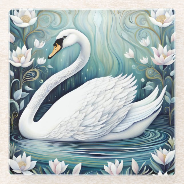 Beautiful Swan Glasuntersetzer (Vorderseite)