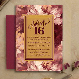 Beautiful Sweet Sixteen Burgundy Blush Boho Invite Einladung