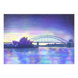 Beautiful Sydney Harbour Aquarell Sunset Fotodruck