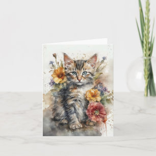 Beautiful Tabby Cat Blume Blank Gruß Karte