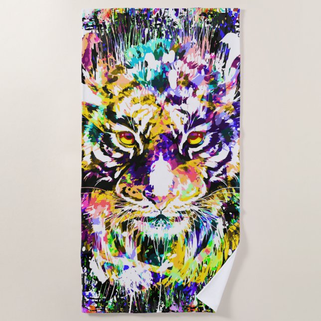 Beautiful Tiger | Farbiges Tiger Beach Handtuch (Vorderseite)