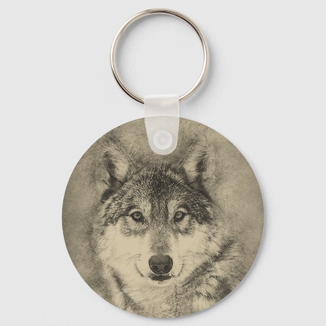 Beautiful Timber Wolf Custom Key Chain Schlüsselanhänger (Vorderseite)