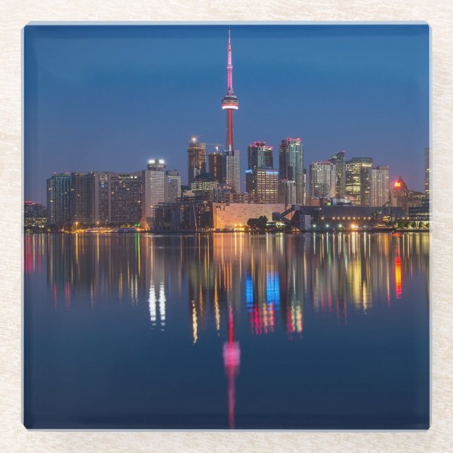 Beautiful Toronto Canada Abend Skyline Glasuntersetzer (Vorderseite)