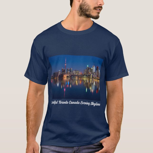 Beautiful Toronto Canada Abend Skyline T-Shirt (Vorderseite)