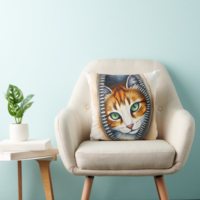 Beautiful Trendly Niedlich Watercolor Cat Collecti Kissen (Stuhl )