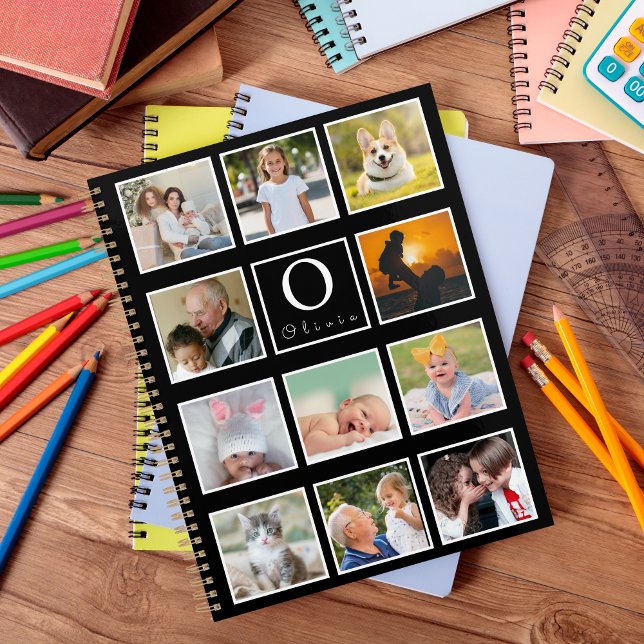 Beautiful Trendy Custom Monogram 11 Photos Collage Planer (Von Creator hochgeladen)