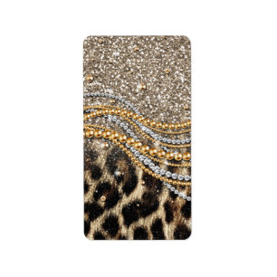 Beautiful Trendy Leopard Imitate Animal Print Adressaufkleber