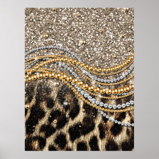 Beautiful Trendy Leopard Imitate Animal Print Poster