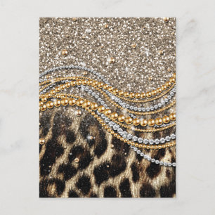 Beautiful Trendy Leopard Imitate Animal Print Postkarte