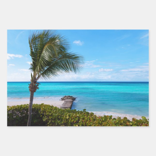 Beautiful Tropical Beach Breezy Palm Tree Geschenkpapier Set (Vorderseite)