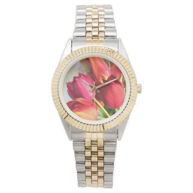 Beautiful Tulip Bouquet Armbanduhr (Vorderseite)