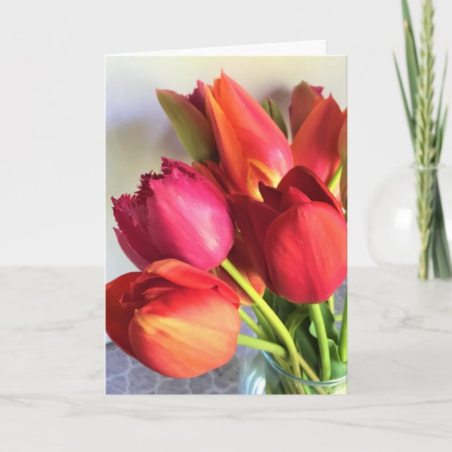 Beautiful Tulip Bouquet Karte (Vorderseite)