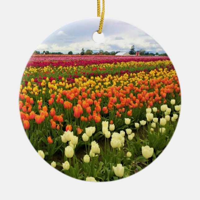 Beautiful Tulip Field Oregon Keramik Ornament (Vorne)