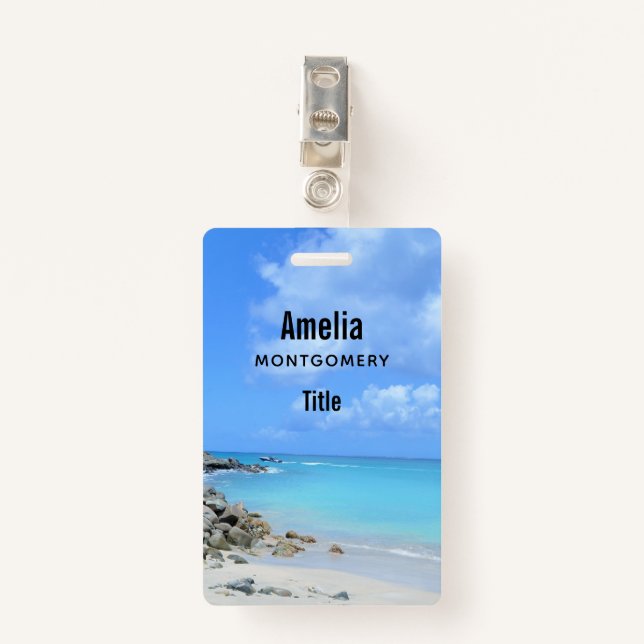 Beautiful Turquoise Tropical Beach Ausweis (Vorderseite mit Klammer)