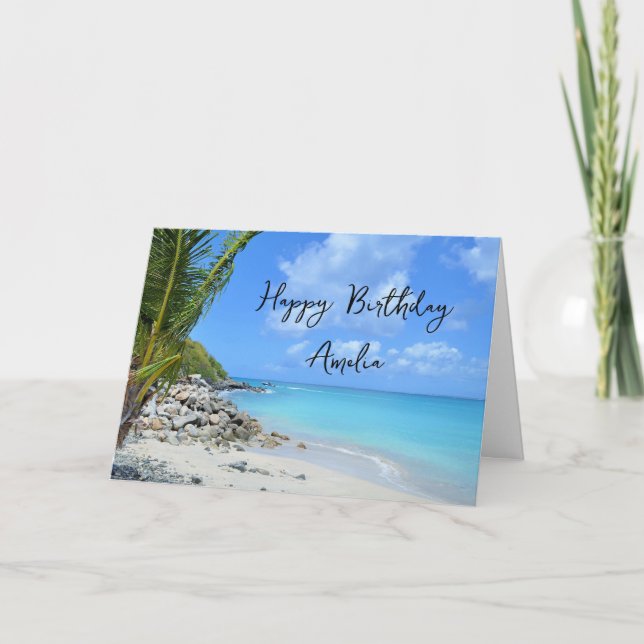 Beautiful Turquoise Tropical Beach  Birthday Karte (Vorderseite)