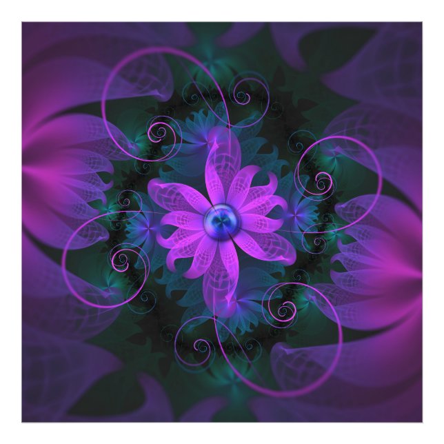 Beautiful Ultraviolet Lilac Orchid Fraktal Blume Fotodruck (Vorne)