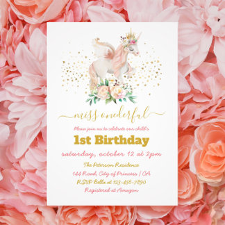 Beautiful Unicorn 1. Geburtstag Einladung
