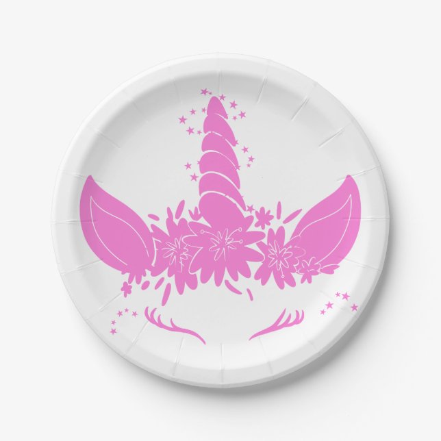 Beautiful unicorn head - Choose background color Pappteller (Vorderseite)