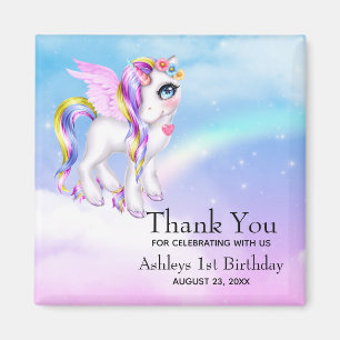 Beautiful Unicorn mit Rainbow Mane Vielen Dank Magnet