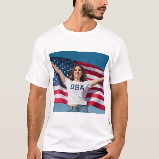 Beautiful USA Shirt with Personalized Art Design  (Vorderseite)