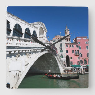 Beautiful Venice, Rialto Bridge Quadratische Wanduhr