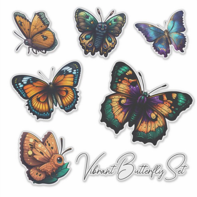 Beautiful vibrant colours Butterfly Set Aufkleber (Vorderseite)