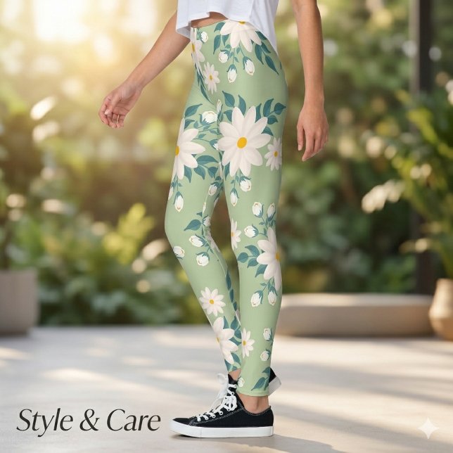 Beautiful Vibrany Daisy Floral Leggings (Beautiful Vibrant Daisy Floral Leggings)