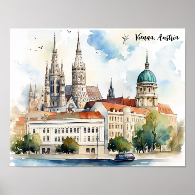 Beautiful Vienna Austria City View Painting Poster (Vorne)