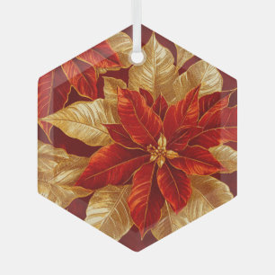 Beautiful Vintag Red Gold Poinsettias Ornament Aus Glas