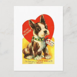 Beautiful Vintag Valentine Boston Terrier Puppy Feiertagspostkarte