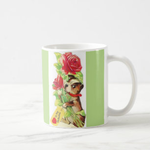 Beautiful Vintag Valentine Boston Terrier Puppy Tasse