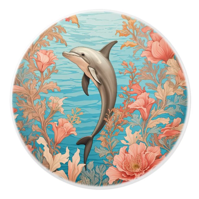 Beautiful Vintage Dolphin  Keramikknauf (Vorderseite)