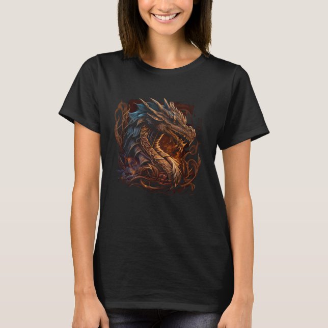 Beautiful Vintage Dragon  Fantasy Cool Illustratio T-Shirt (Vorderseite)