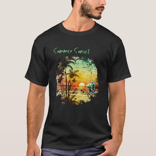 Beautiful Vintage Island Sunset  1 T-Shirt (Vorderseite)