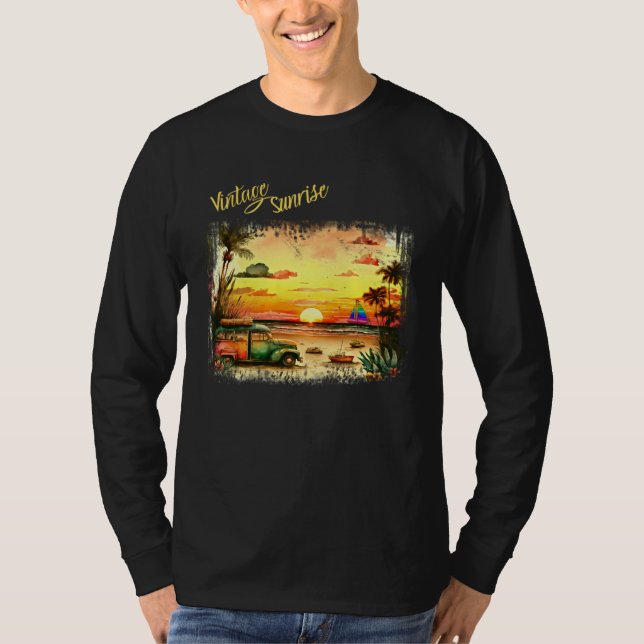 Beautiful Vintage Summer Island Sunrise T-Shirt (Vorderseite)