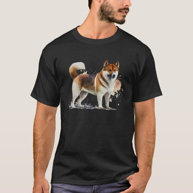 Beautiful Watercolor Akita Portrait T-Shirt (Vorderseite)