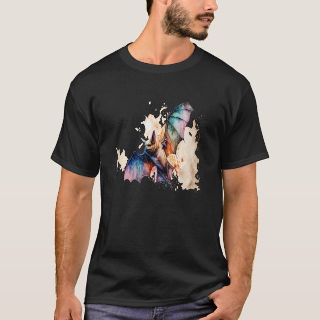 Beautiful Watercolor Bat Portrait T-Shirt (Vorderseite)