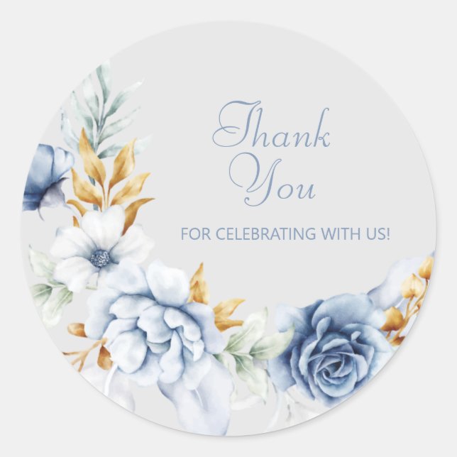 Beautiful Watercolor Blume Vielen Dank Runder Aufkleber (Vorderseite)