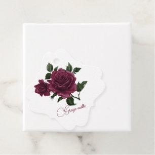 Beautiful Watercolor Burgund Rose Grazie Mille Geschenkanhänger