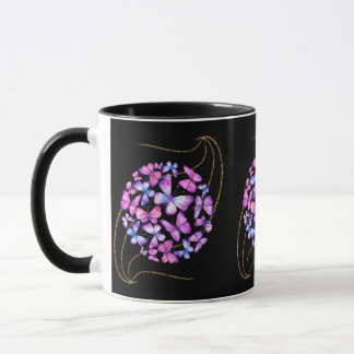 Beautiful Watercolor Butterflies with Gold Bling Tasse