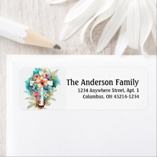 Beautiful Watercolor Christlich Cross Oster Label