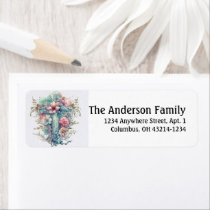 Beautiful Watercolor Christlich Cross Oster Label