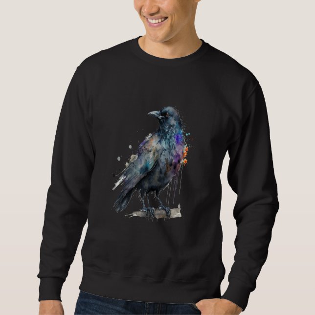 Beautiful Watercolor Crow Portrait Sweatshirt (Vorderseite)