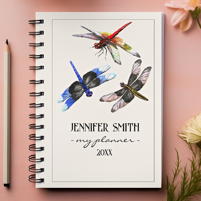 Beautiful Watercolor Dragonflies Colorful Spiral Planer (Von Creator hochgeladen)